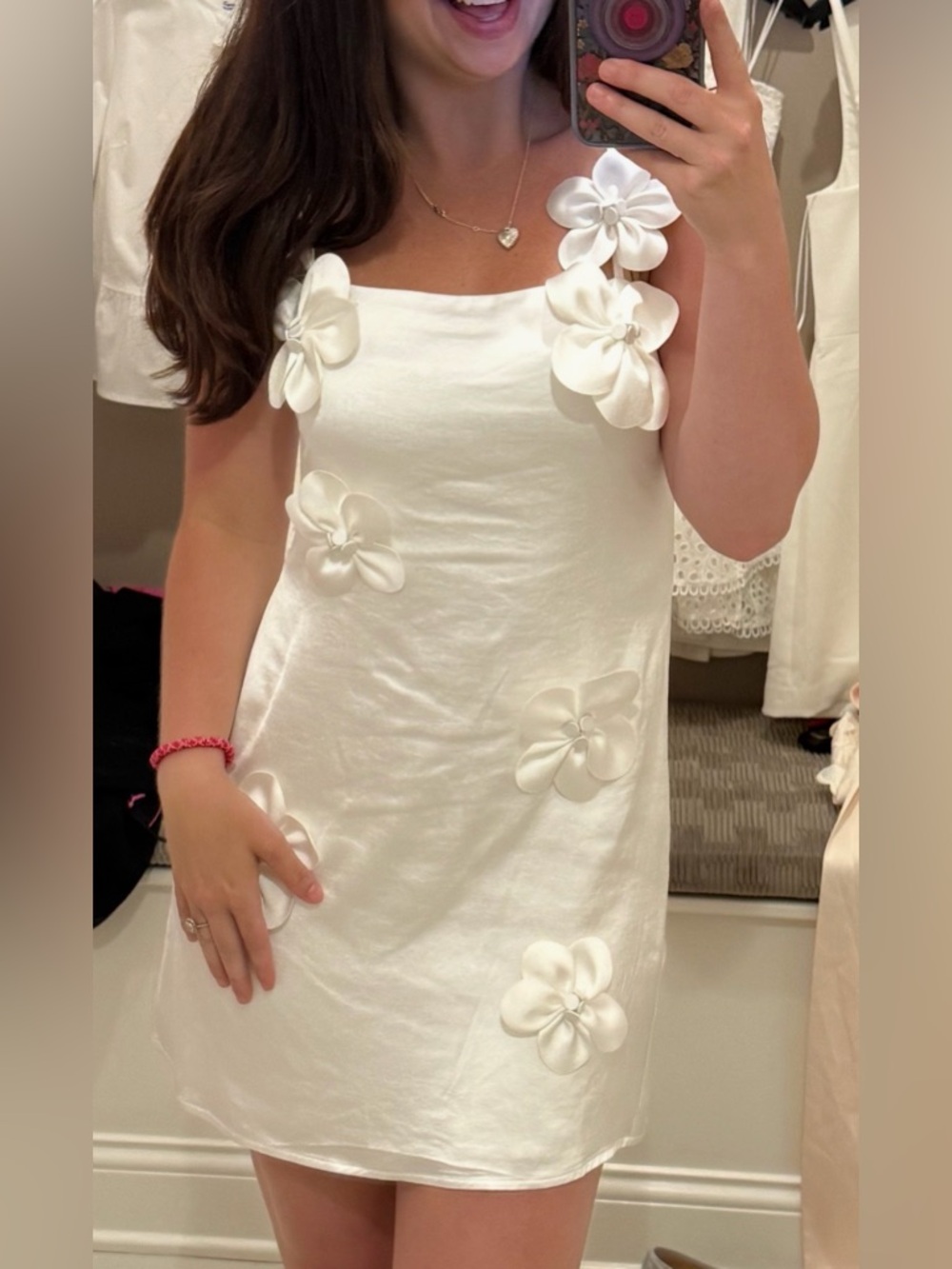 Astr White Floral Appliqué Mini Dress